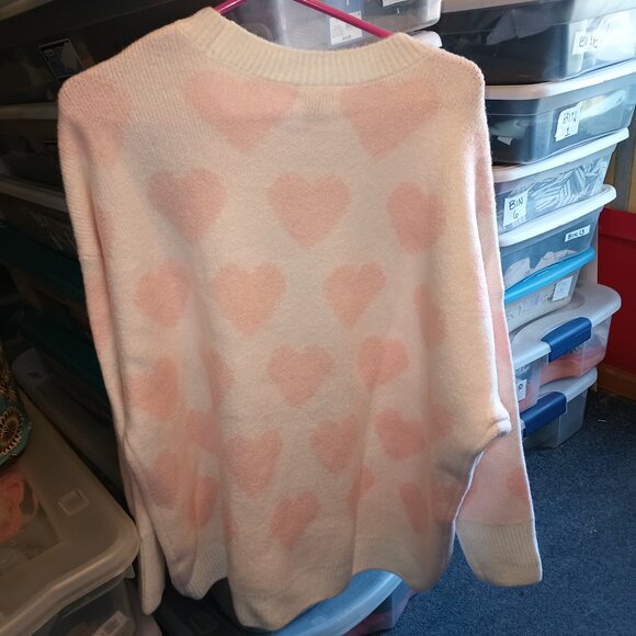 NEW Vince Camuto Women's Heart Design Sweater Cream Large - Picture 6 of 9